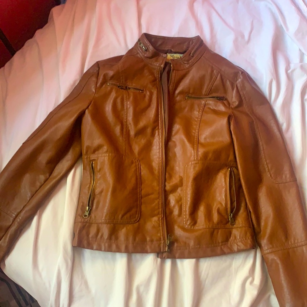 Camel leather Moto style jacket